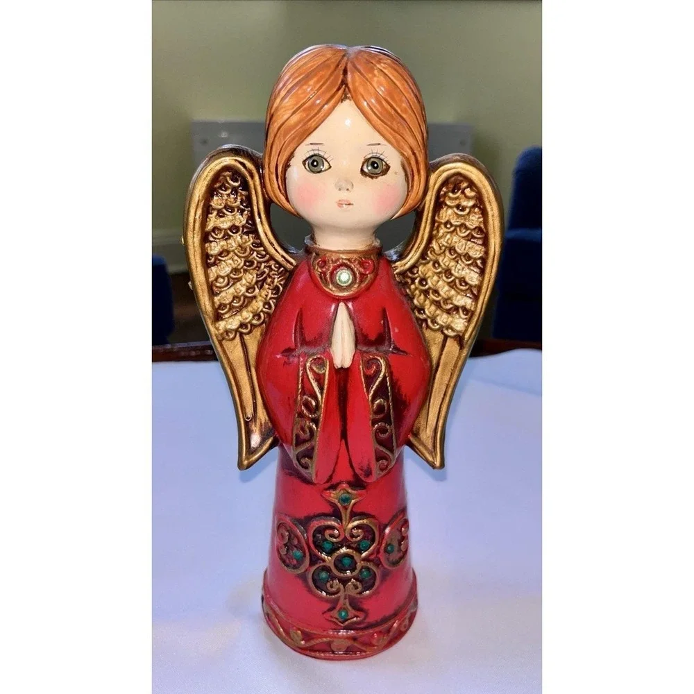 Vintage 1960's Ardco MCM Paper Mache Big Eyes Prayer Angel With Rhinestones
